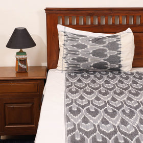 Grey - handloom cotton pochampally ikat double bedsheet set