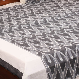 Grey - handloom cotton pochampally ikat double bedsheet set