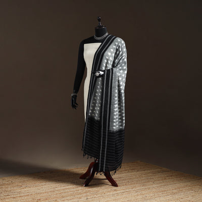 Handloom cotton pochampally ikat dupatta 04 - handcrafted