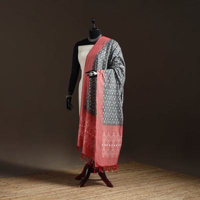 Handloom cotton pochampally ikat dupatta 09 - handcrafted