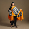 Grey - Handloom Cotton Pochampally Ikat Dupatta 10