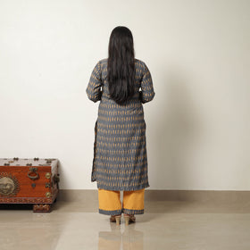 Buy Grey Handloom Cotton Pochampally Ikat Kurta Set Online