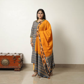Buy Grey Handloom Cotton Pochampally Ikat Kurta Set Online