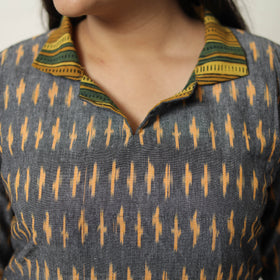 Buy Grey Handloom Cotton Pochampally Ikat Kurta Set Online