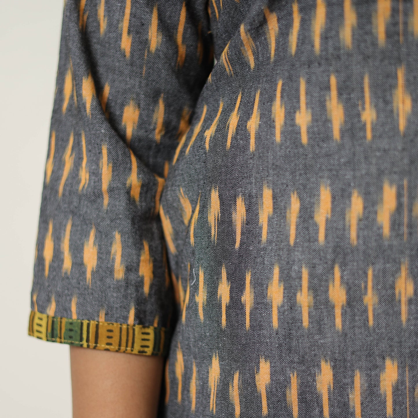 Buy Grey Handloom Cotton Pochampally Ikat Kurta Set Online