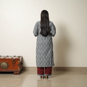 Grey - Handloom Cotton Pochampally Ikat Kurta Set 17