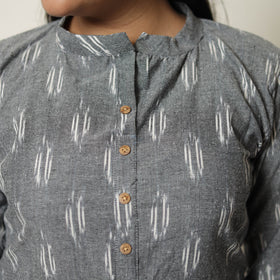 Grey - Handloom Cotton Pochampally Ikat Kurta Set 17