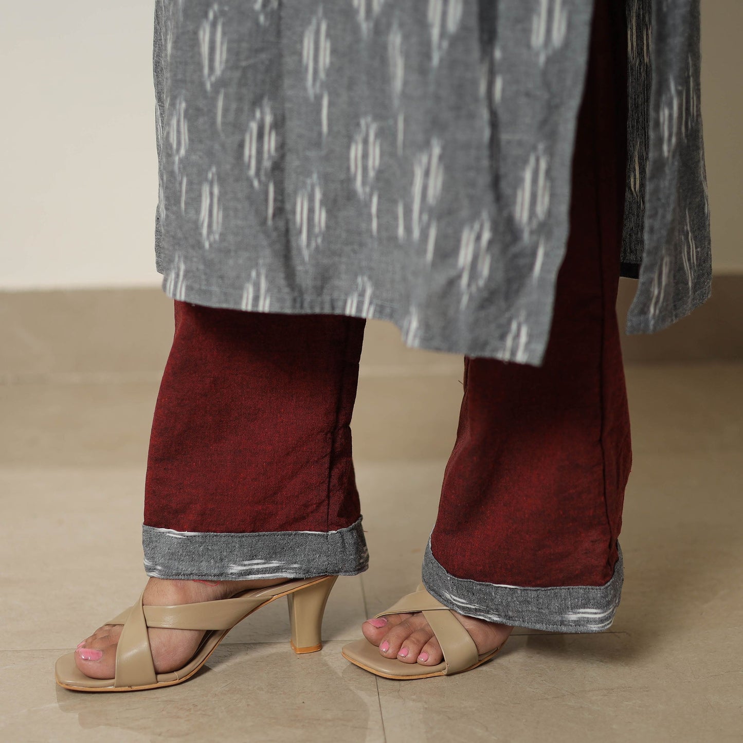 Grey - Handloom Cotton Pochampally Ikat Kurta Set 17