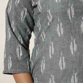 Grey - Handloom Cotton Pochampally Ikat Kurta Set 17