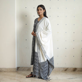  Grey Handloom Cotton Pochampally Ikat Kurta Set 