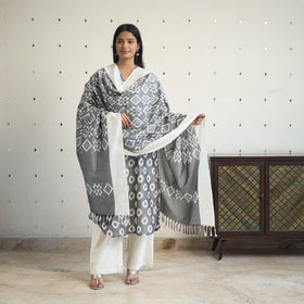 Grey - handloom cotton pochampally ikat kurta set (set