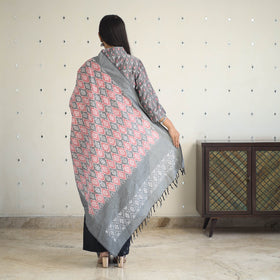 Grey Handloom Cotton Pochampally Ikat Kurta Set (Set of 3)