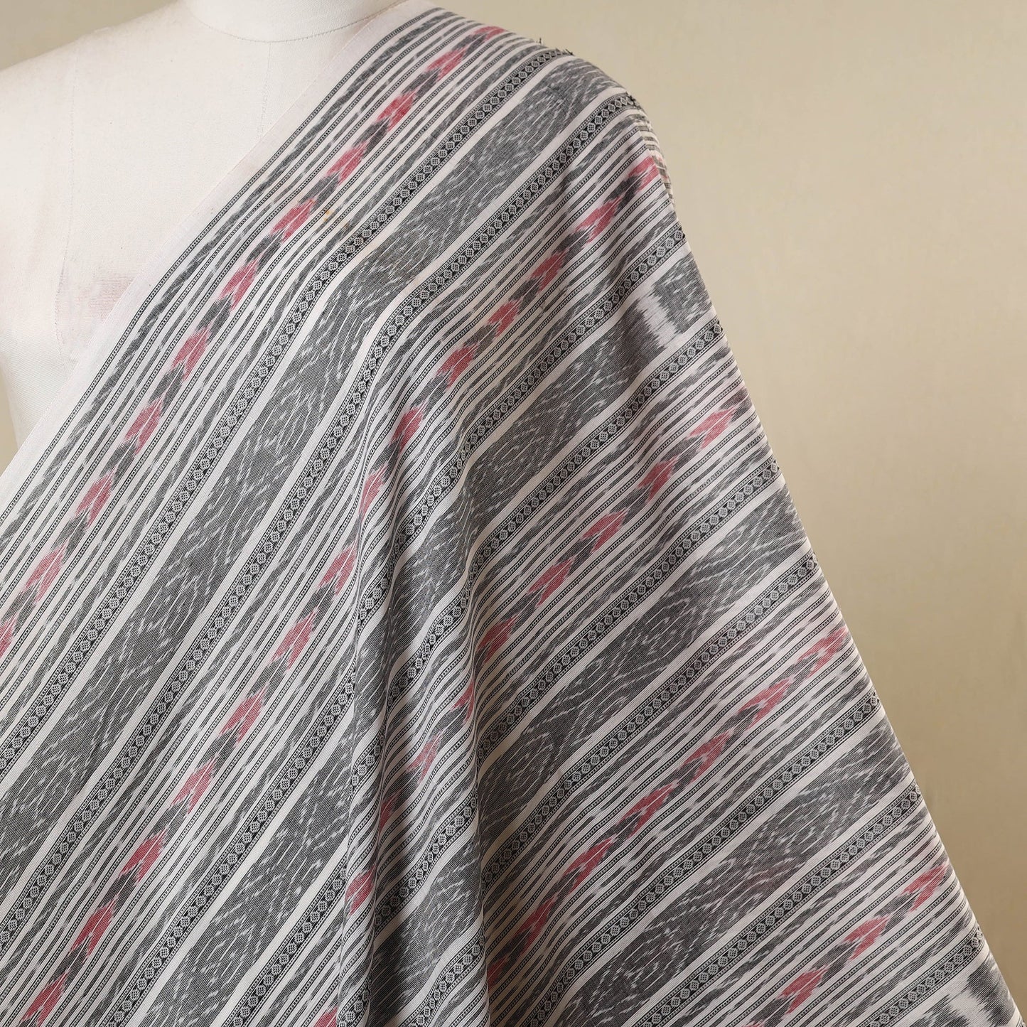 Grey - handloom cotton sambalpuri ikat fabric 29