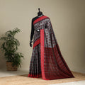 Maroon - grey - handloom cotton sambalpuri ikat saree 03