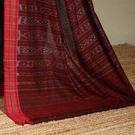 Maroon - grey - handloom cotton sambalpuri ikat saree 03