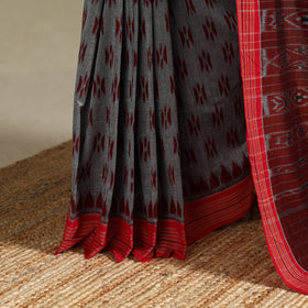 Maroon - grey - handloom cotton sambalpuri ikat saree 03