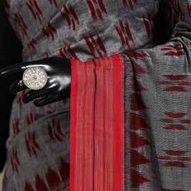 Maroon - grey - handloom cotton sambalpuri ikat saree 03