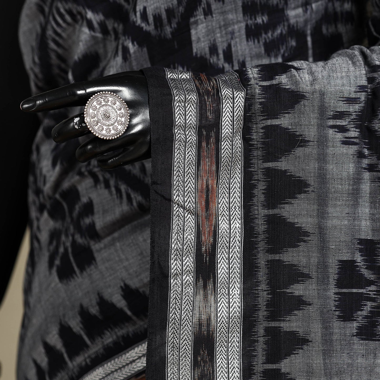 Grey - handloom cotton sambalpuri ikat saree 08