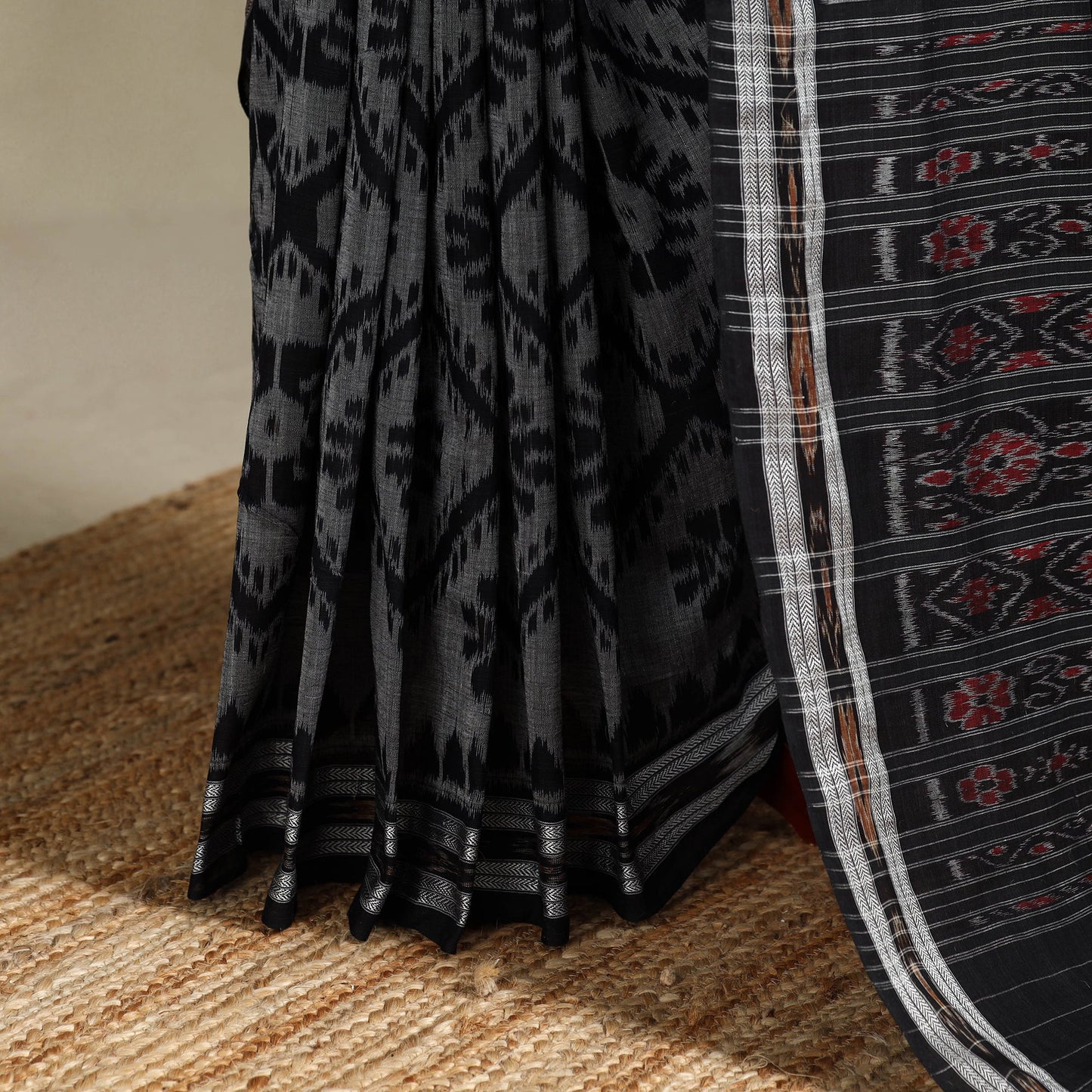 Grey - handloom cotton sambalpuri ikat saree 08