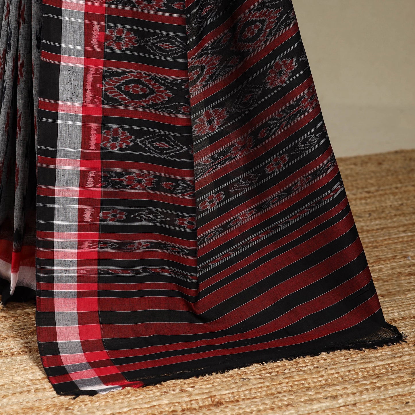 Grey - handloom cotton sambalpuri ikat saree 19