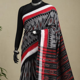 Grey - handloom cotton sambalpuri ikat saree 19