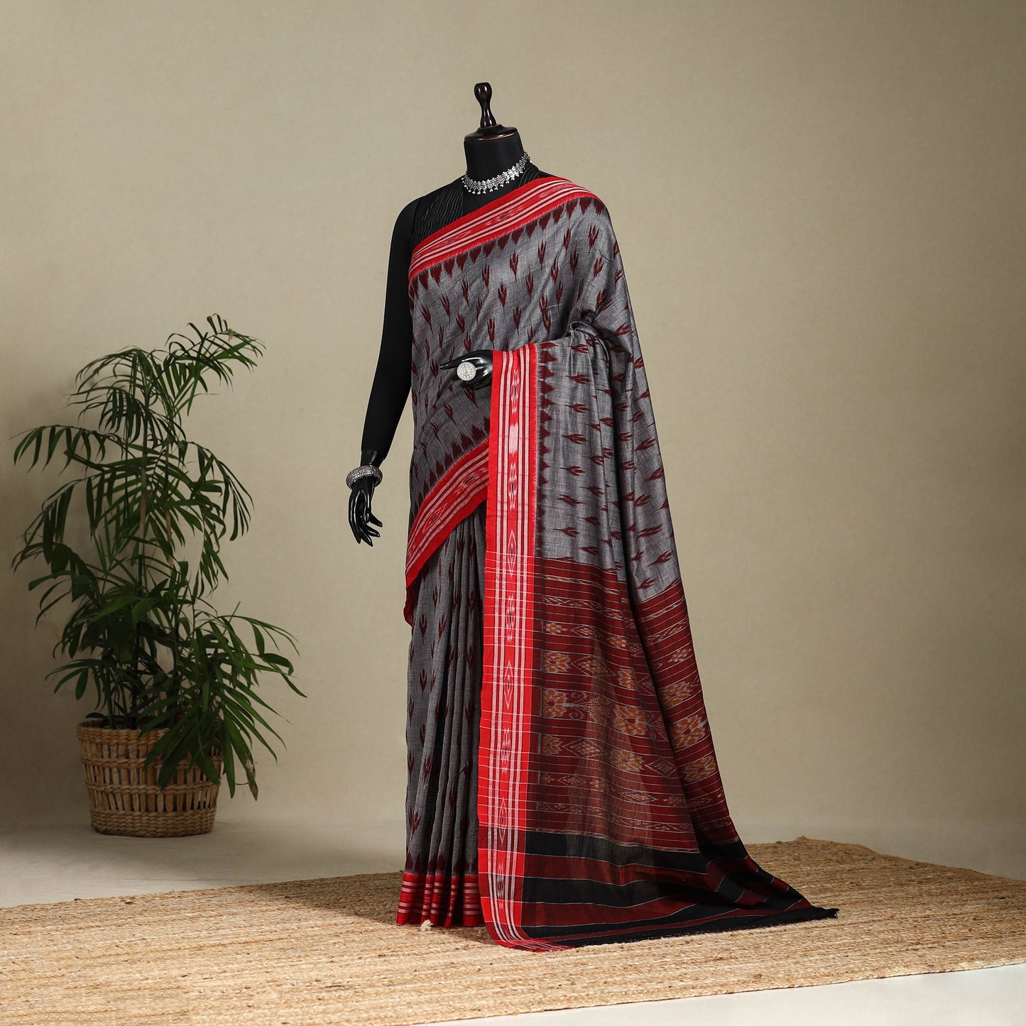 Grey - handloom cotton sambalpuri ikat saree 21