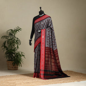 Grey - handloom cotton sambalpuri ikat saree 21