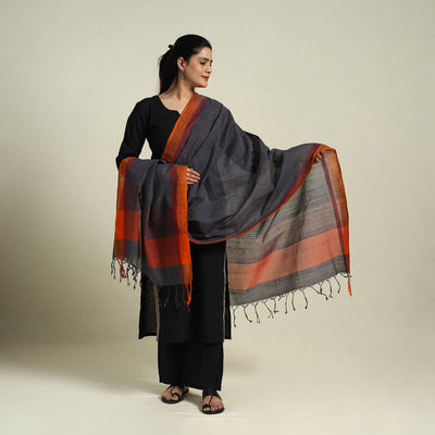 Buy Grey Handloom Cotton Srikakulam Jamdani Dupatta