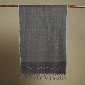 Handloom Cotton Grey Srikakulam Jamdani Stole with Tassels