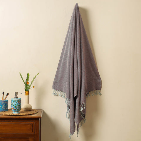 Buy Handloom Cotton Towel with Tassels from Bijnor by Nizam l iTokri.com