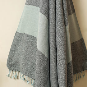 Grey - Handloom Cotton Towel with Tassels from Bijnor by Nizam