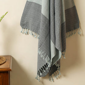 Grey - Handloom Cotton Towel with Tassels from Bijnor by Nizam