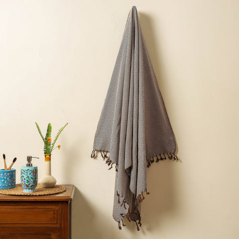  Handloom Cotton Towel with Tassels from Bijnor by Nizam 