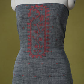 Grey - handloom cotton unstitched phulia jamdani kurta