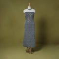 Grey - handloom cotton unstitched phulia jamdani kurta