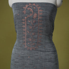Grey - handloom cotton unstitched phulia jamdani kurta