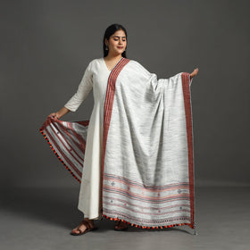 Grey - handloom fine cotton kutch bhujodi dupatta 08