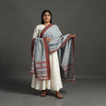 Grey - handloom fine cotton kutch bhujodi dupatta 13