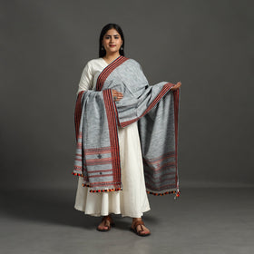 Grey - handloom fine cotton kutch bhujodi dupatta 13