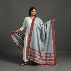 Grey - handloom fine cotton kutch bhujodi dupatta 13