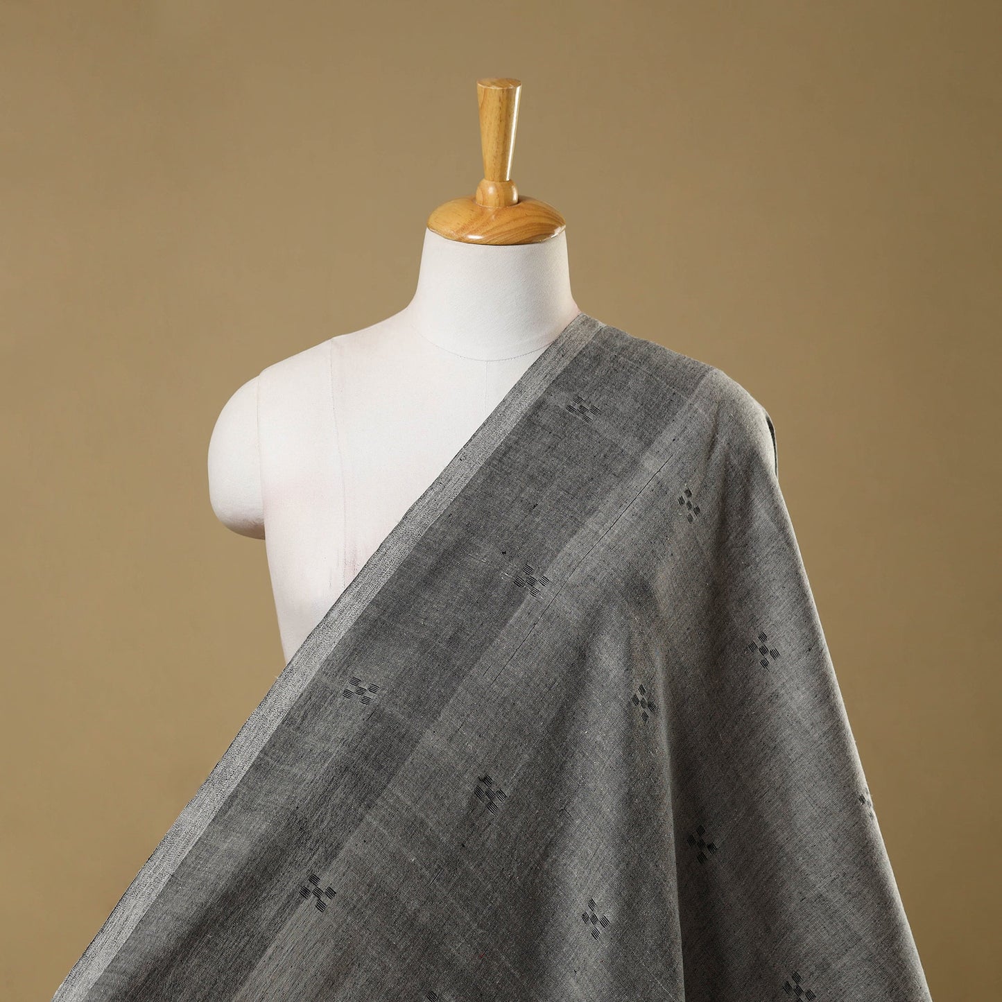  Grey Handloom Fine Cotton Phulia Jamdani Fabric