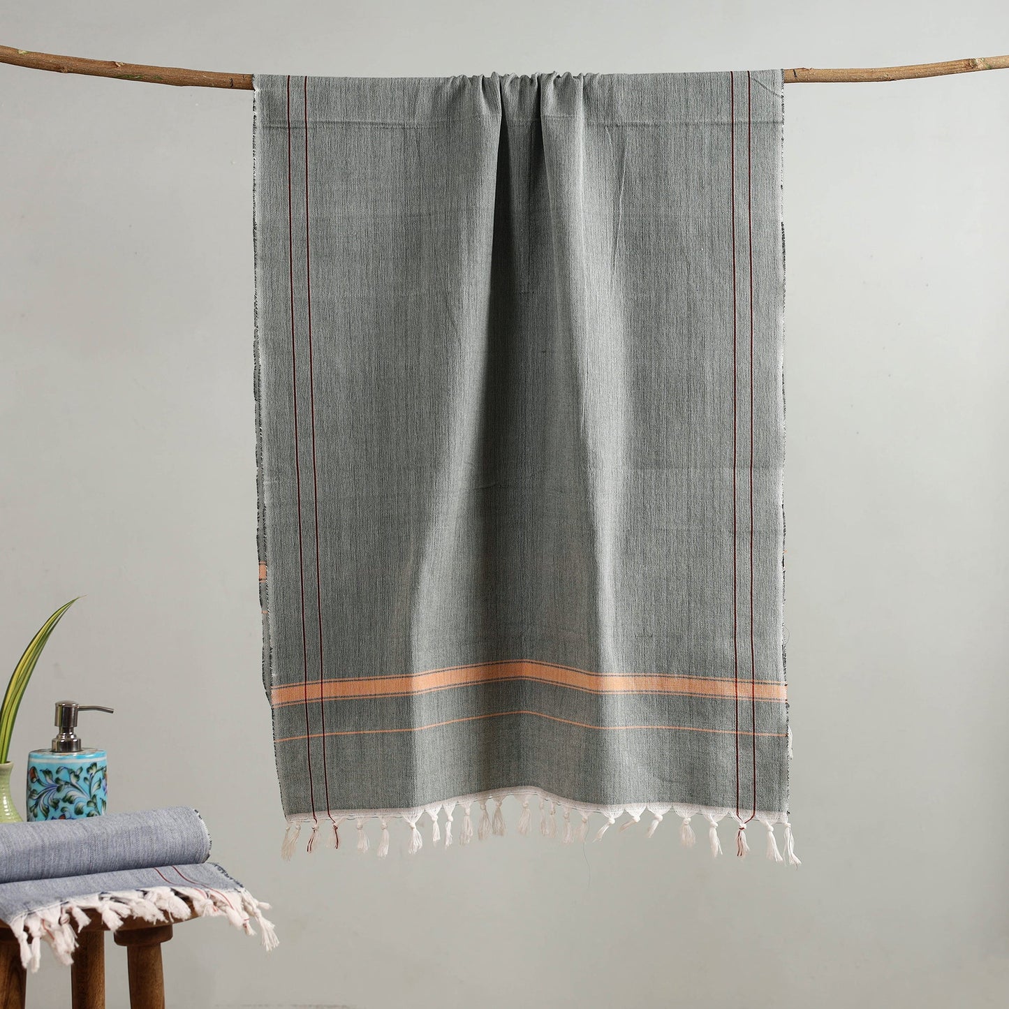 Buy Handloom Fine Cotton Plain Bath Towel