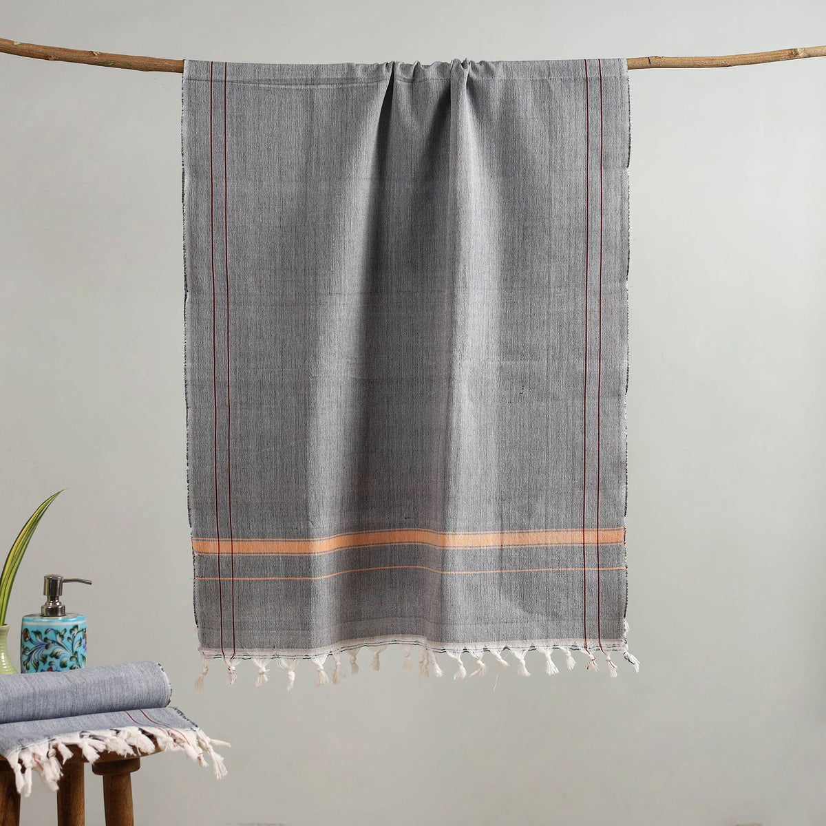 Buy Handloom Fine Cotton Plain Bath Towel