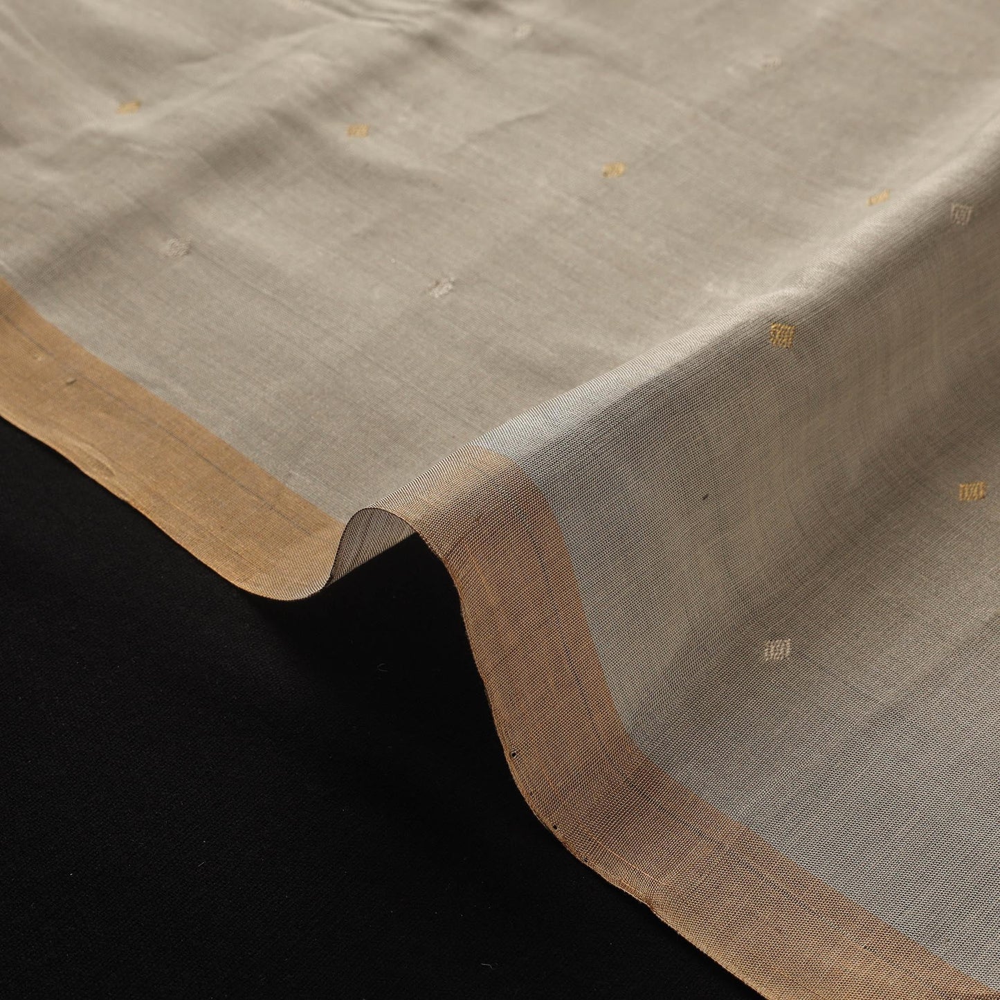 Handloom heavy tissue silver zari buti pure chanderi silk