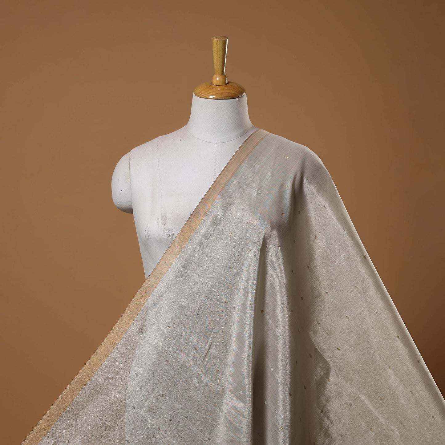 Handloom heavy tissue silver zari buti pure chanderi silk