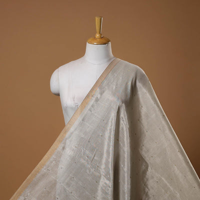 Handloom heavy tissue silver zari buti pure chanderi silk