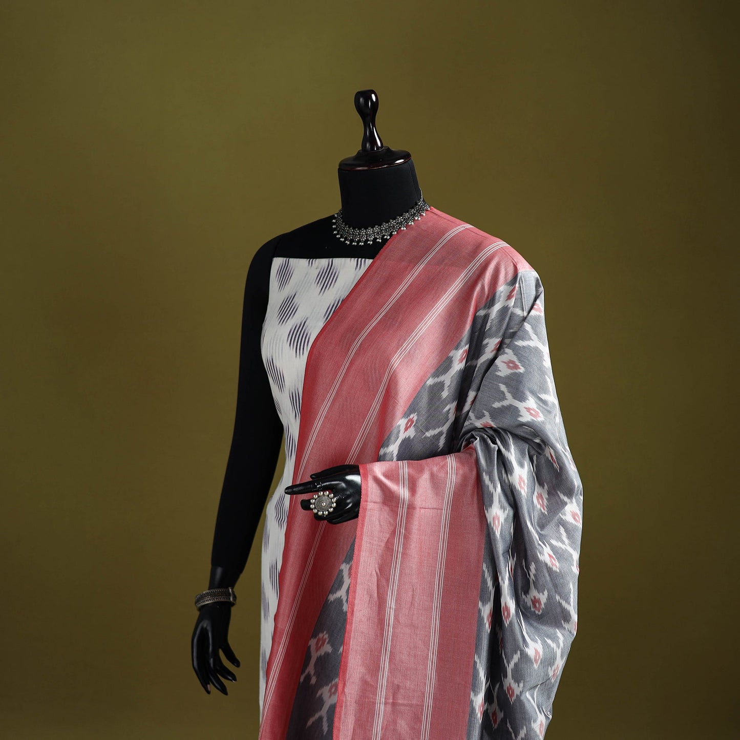 Handloom mercerised cotton pochampally ikat dupatta 13