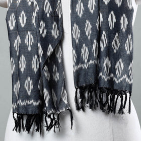 Grey - Handloom Mercerized Cotton Pochampally Ikat Stole