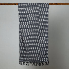 Grey - Handloom Mercerized Cotton Pochampally Ikat Stole