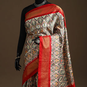 Handloom mulberry silk patola ikat pochampally saree 17